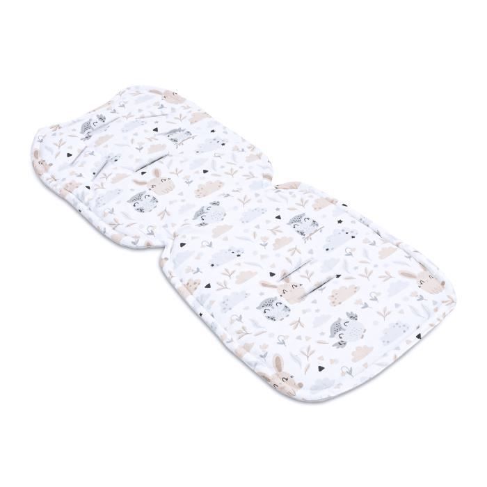 Coussin de siège coussin de poussette 75 x 35 cm - enfant ensemble universel respirant avec protection de ceinture Velours Gris