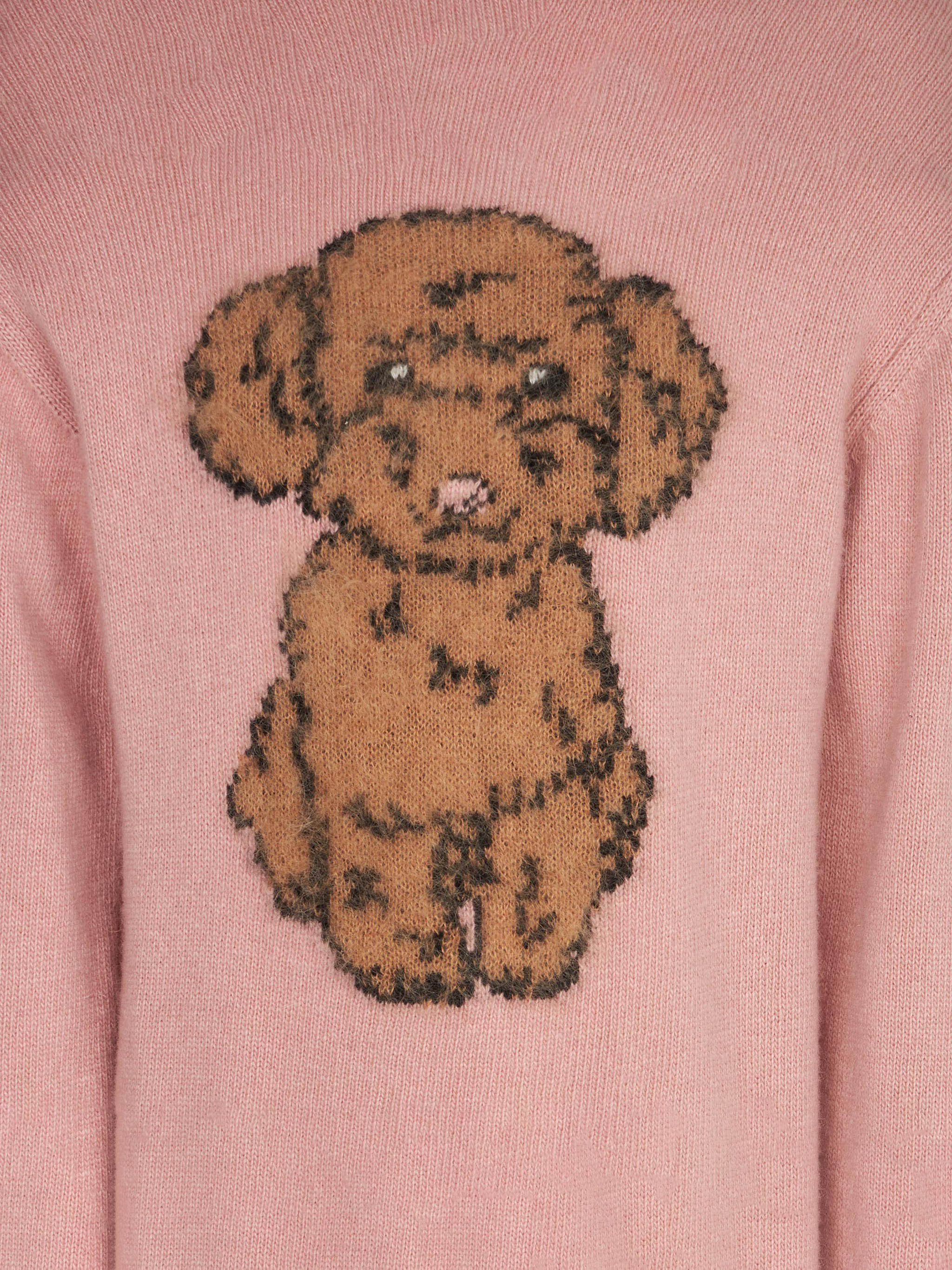 Trui met ronde hals voor meisjes met hondenjacquardprint.