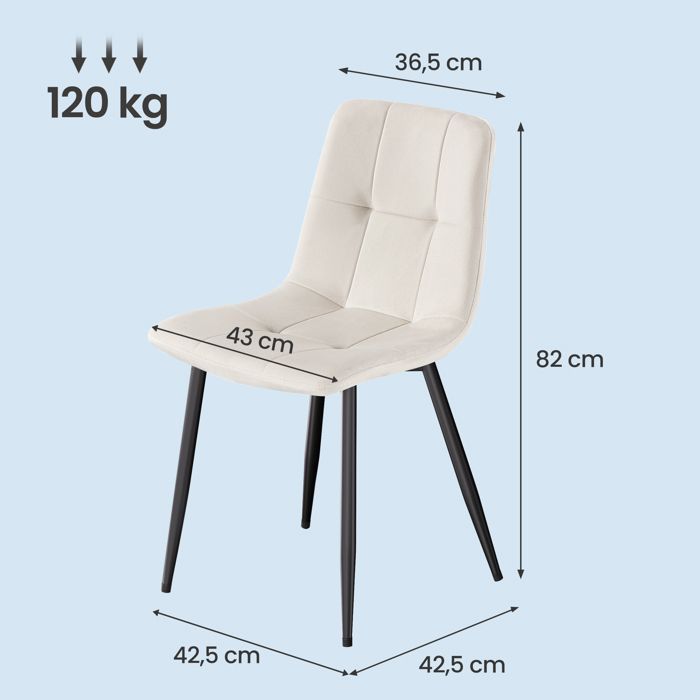 Set of 4 Dining Chairs, Velvet Upholstered Chairs, Adjustable Legs, for Kitchen, Living Room, Beige