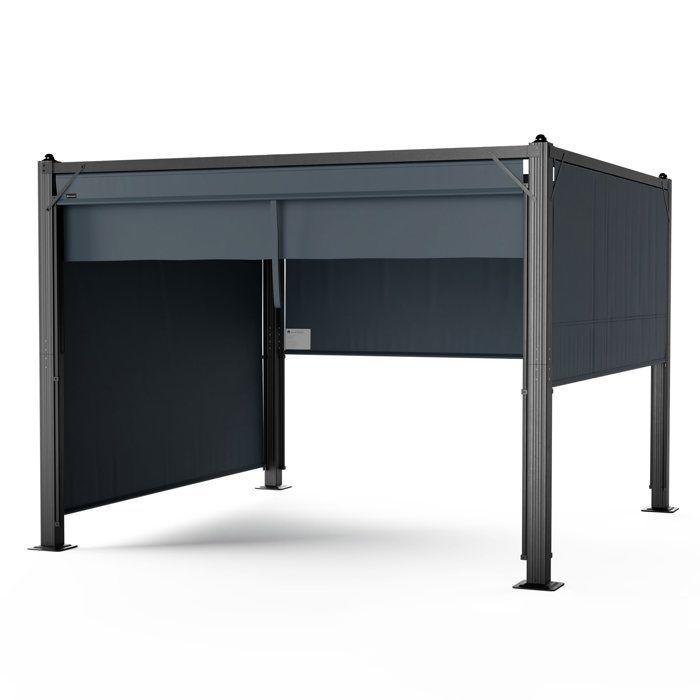 Pérgola Blumfeldt Pantheon Cortina de 3x3 m, resistente a la intemperie, extensible, de fácil montaje, color antracita/negro.