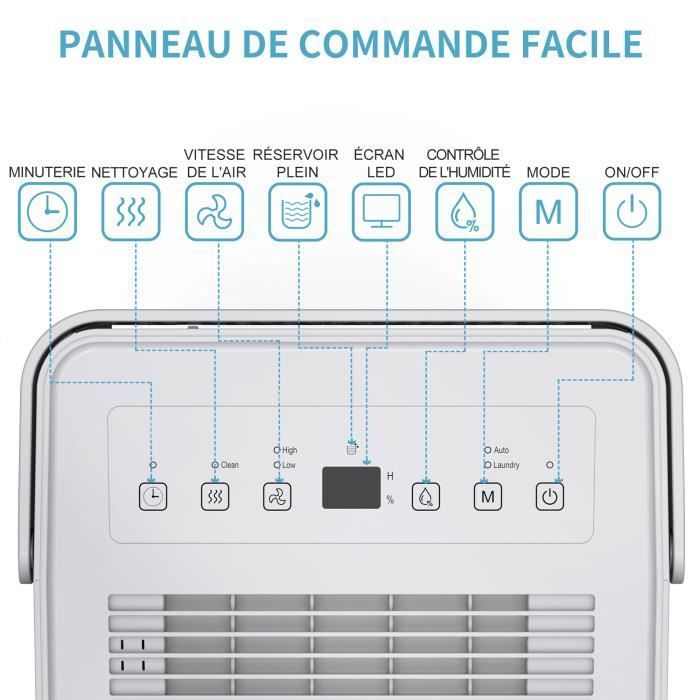 SHINCO Déshumidificateur d'air Silencieux 10L/Jour avec compresseur, Fonction de déshumidification, Purification, Sèchage du linge