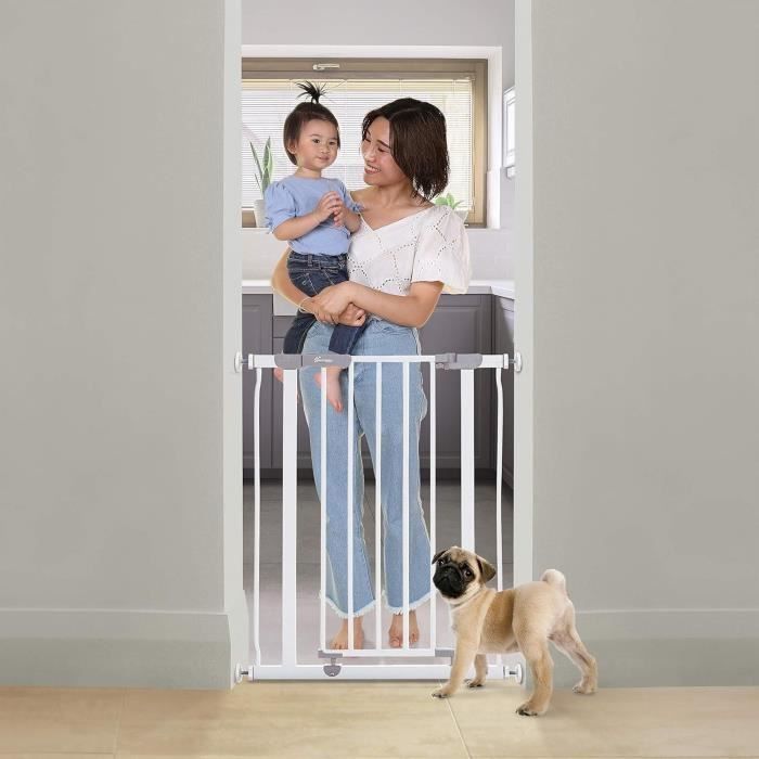 Barrière de sécurité - DREAMBABY - AVA - Montée par pression - 61-67 x 76 cm - Double verrouillage - Blanc