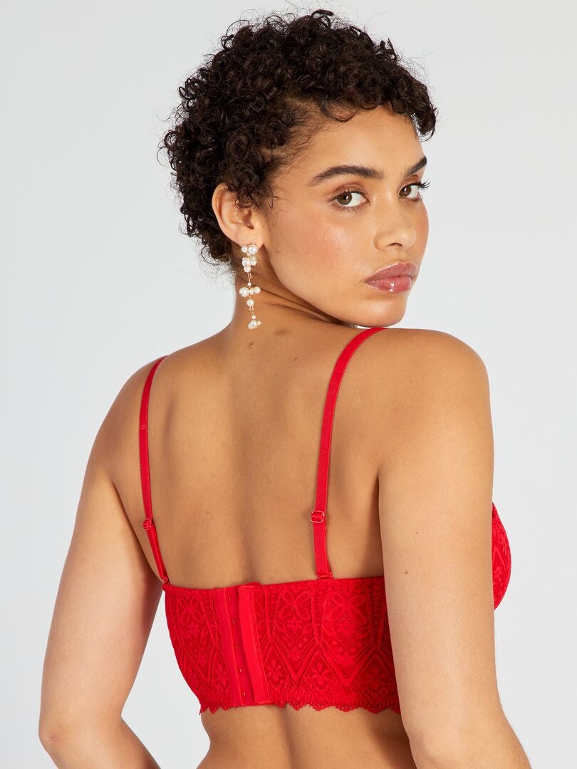 Sutiã bustiê de renda - vermelho