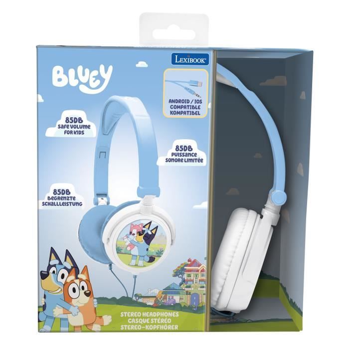 Lexibook - Bluey kokoontaitettavat langalliset stereokuulokkeet äänenvoimakkuuden rajoittimella