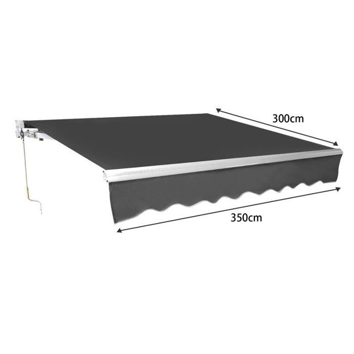 Pour Balcon Pont Canopée Soleil Anti-UV Abri Accueil Parasol Store Banne Ombre Manuel 3,5 x 3 m Rétractable Terrasse Extérieur Gris