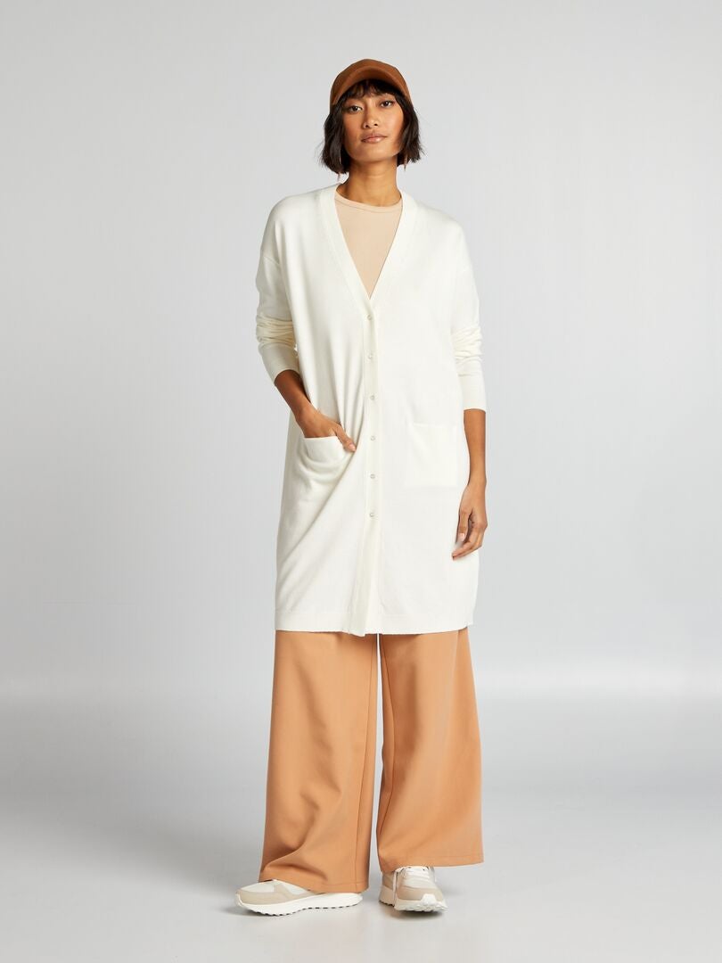 Lange cardigan met knoopjes - WIT