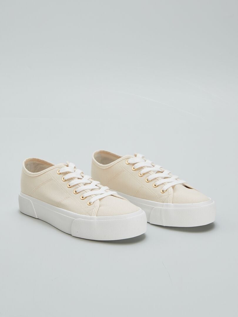 Lage canvas wedge sneakers - WIT