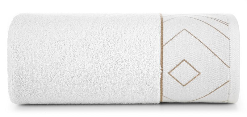Ręcznik 50x90 Blanka biały złoty geomatria 500g/2 frotte