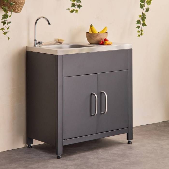 GRIMAUD Cozinha Externa de Aço de 80cm com Pia