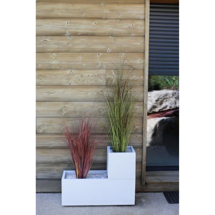 Vaso quadrado de 30 cm - EDA - Graphit Up - 21 L - Para interior/exterior - 29,5 x 29,5 x A 29,5 cm - Branco lavado