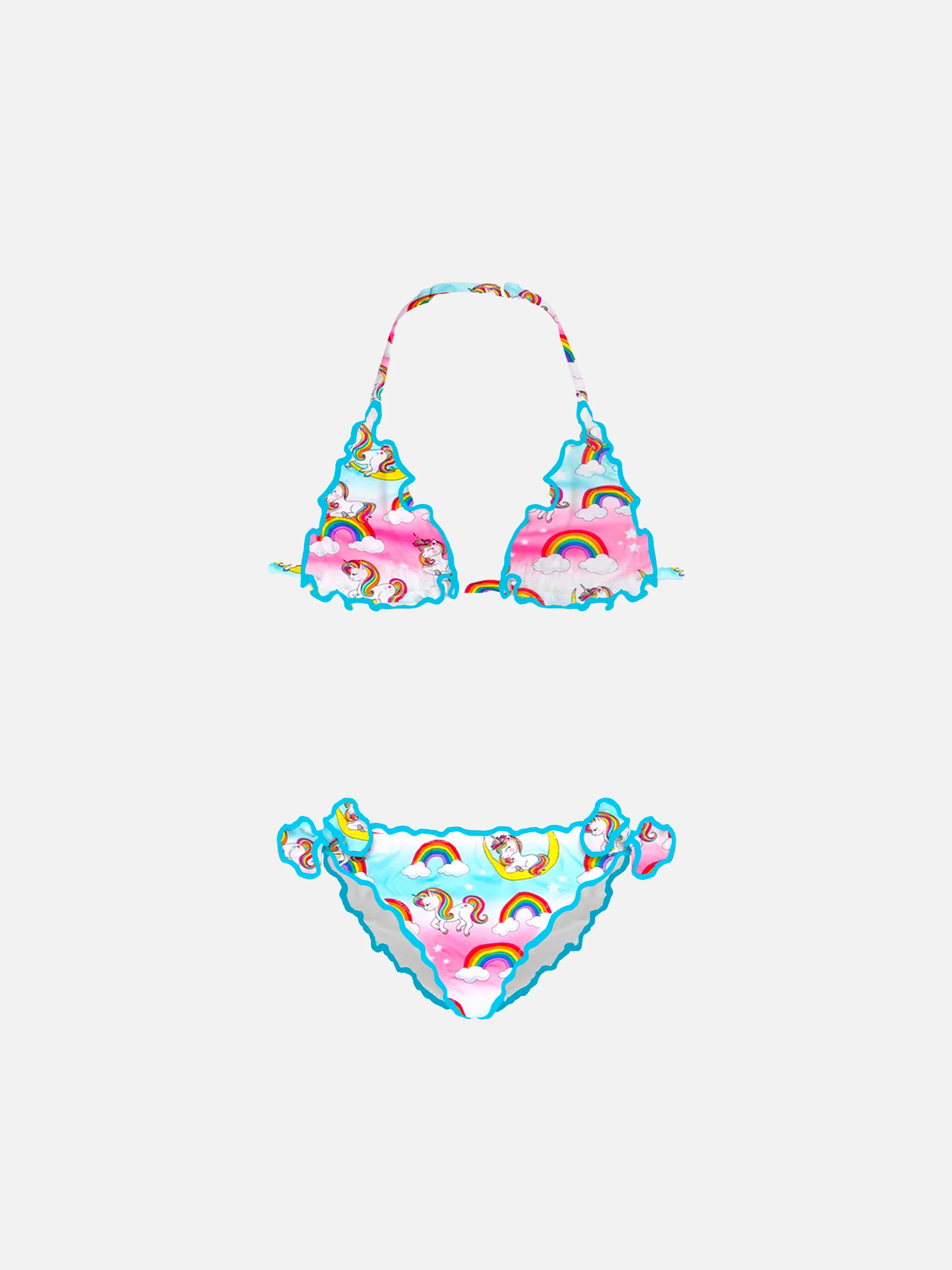 Triangelbikini voor meisjes met eenhoornprint