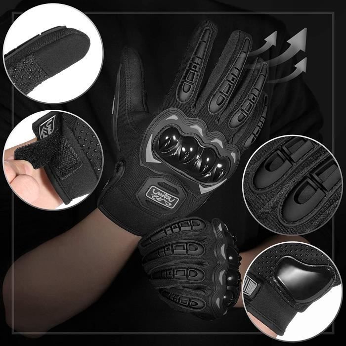 Motorcycle Gloves - BLACK - Mid-Season - Touchscreen Compatible - Breathable - Anti-Slip