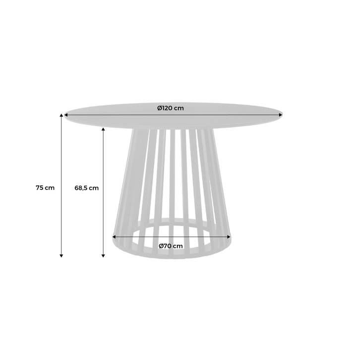 Mesa de comedor con efecto madera de roble y patas de madera de abeto, capacidad para 4 personas, Ø120cm