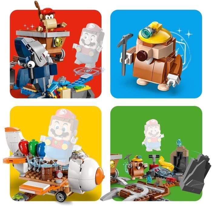 LEGO® Super Mario 71425 Ensemble d'Extension Course de Chariot de Mine de Diddy Kong, à Combiner avec Pack de Démarrage