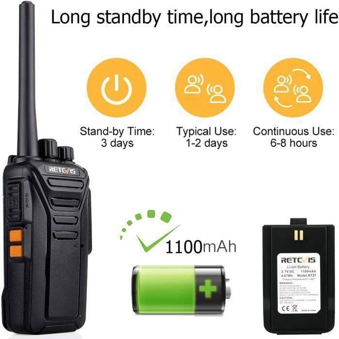 Walkie Talkie profesional Retevis RT27, largo alcance PMR446, sin licencia, 16 canales, para servicios de seguridad, venta al por mayor, 10 unidades.
