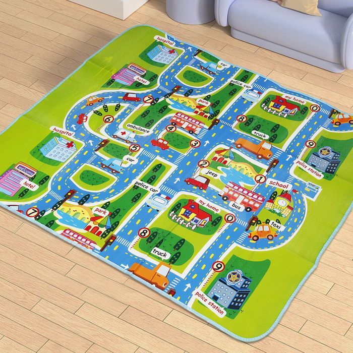 Alfombra de juegos para bebés de PE Cotton - ERROLVES - Mapa de tráfico urbano - 160*130*30 CM