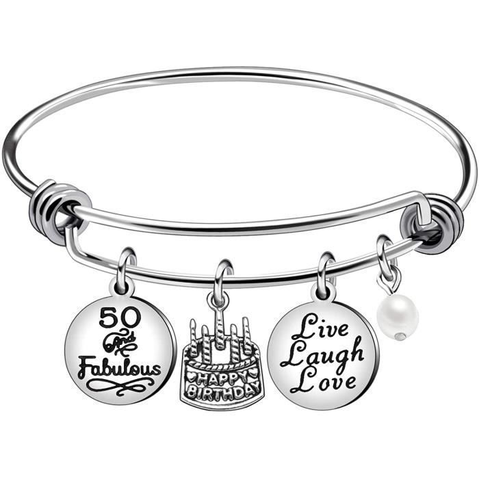 Bracelet en acier inoxydable pour femme - A627 - Cadeaux d'anniversaire pour 13 16 18 21 30 40 50 60 65 ans