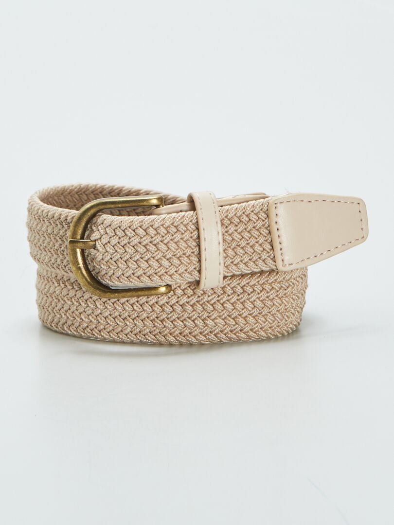 Cinturón elástico trenzado - Beige