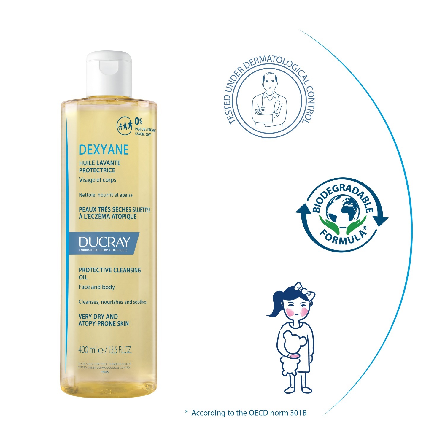 Ducray sprchový olej DEXYANE ochranný čistiaci olej - 200 ml