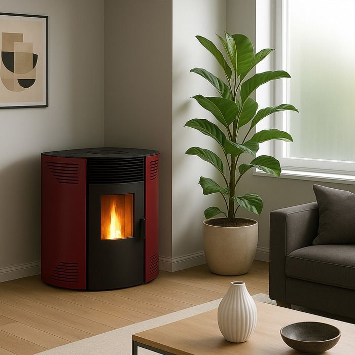 Estufa de pellets de esquina sellada Iseos Bordeaux Sannover de 12,2 kW + Kit de instalación