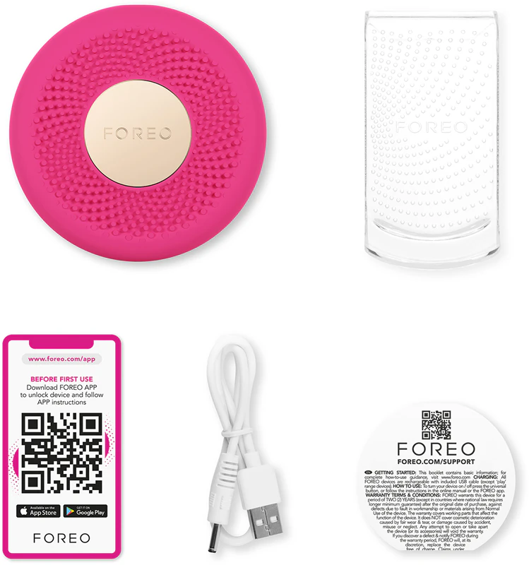 FOREO UFO™ 3 LED-Schallgerät, das die Wirkung der Maske mit LED- und NIR-Licht beschleunigt.