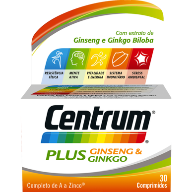 Centrum Vitamins Plus Ginseng & Ginkgo Kosttilskudd 30 tabletter