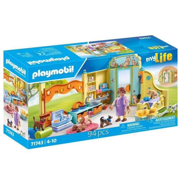 PLAYMOBIL 71743 Hondenverzorgingscentrum met 8 honden en een dierenarts, Mijn Leven, 94 onderdelen, Leeftijd 4+