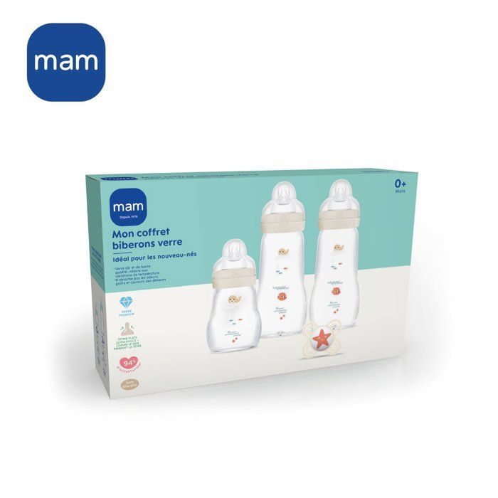 Caixa de vidro para mamadeiras MAM para recém-nascidos