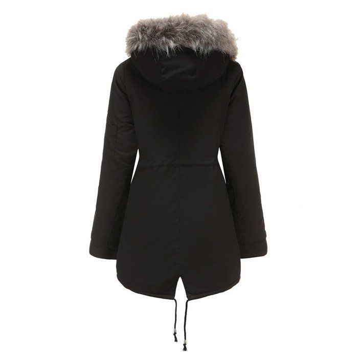 Chaqueta acolchada tipo cárdigan con capucha de corte ajustado para mujer - con capucha - con detalles de terciopelo - FBC180 Negro