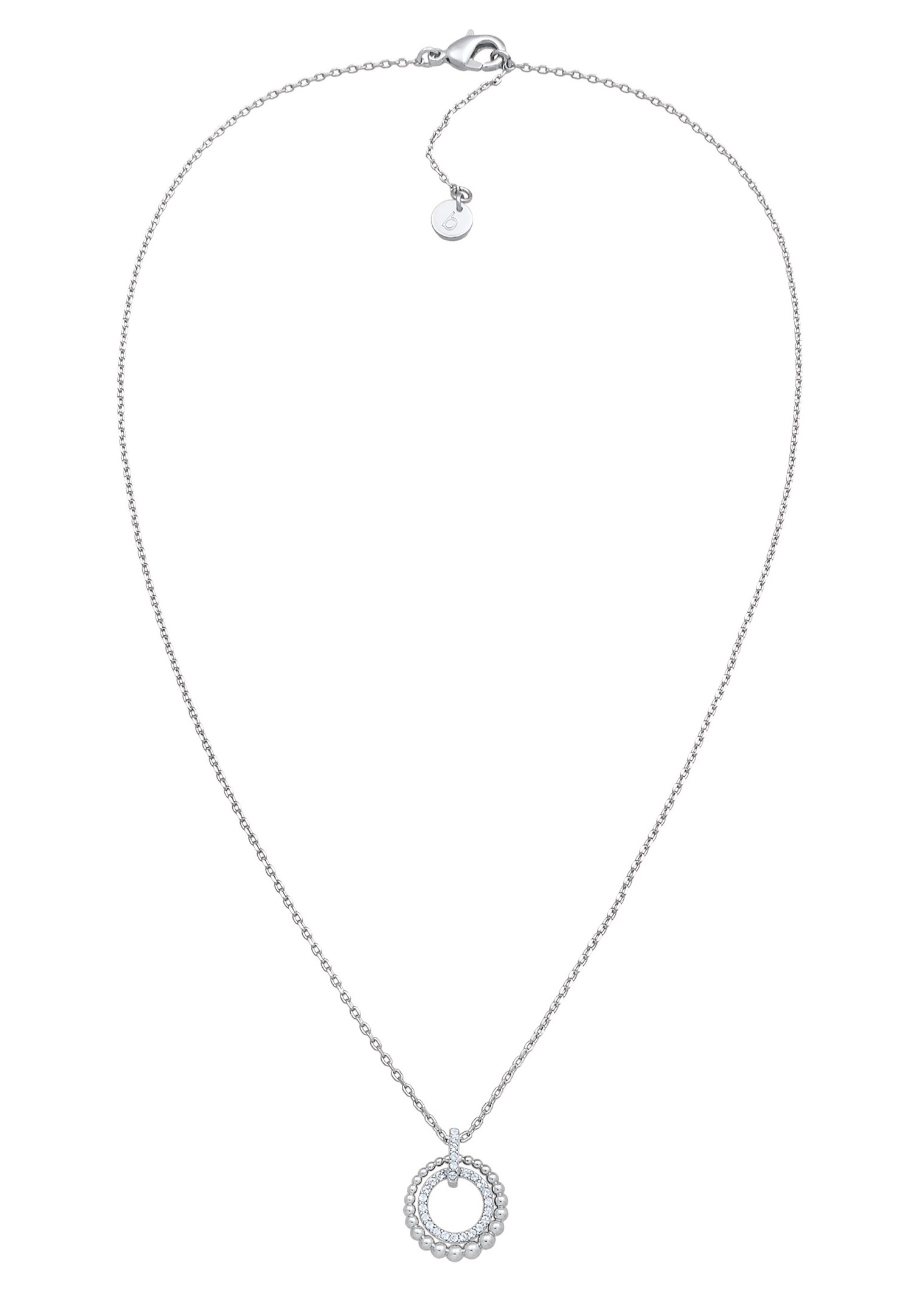 Elli Femmes Pendentif Cercle Anneaux Élégant Boule Couleur Argent avec Cristaux