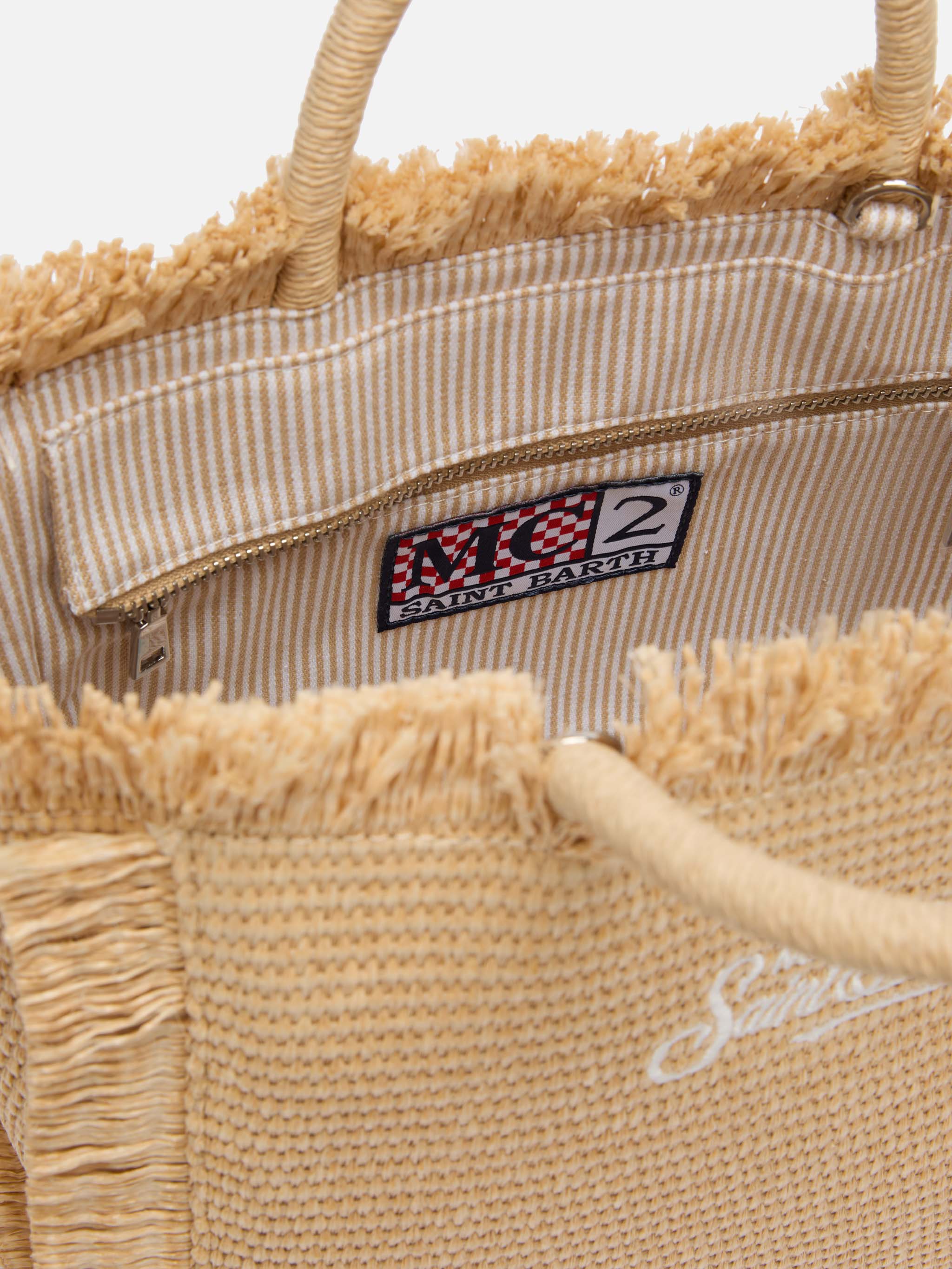 Colette tas met stro-effect en geborduurd logo