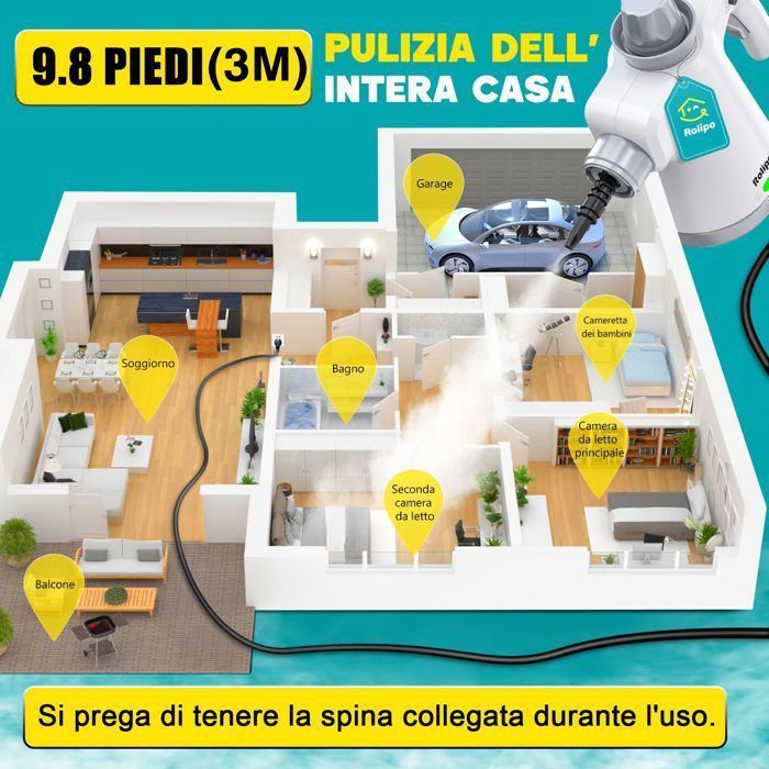Nettoyeur Vapeur,Multi-usage Nettoyant Vapeur,Punaises de Lit Avec 12 Accessoires Pour Taches sur Vitres,Canapé,Voiture,Cuisines