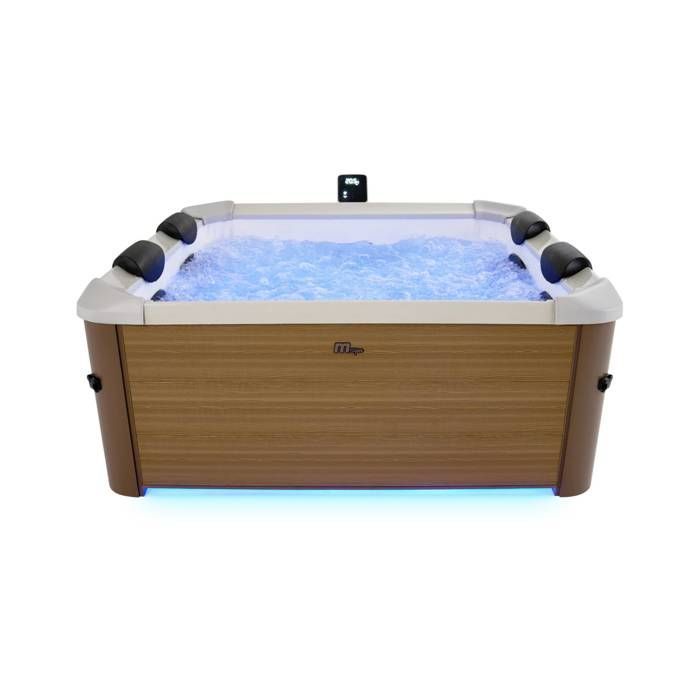 OSLO AMBER 6-person rigid square beige spa with hydromassage and 4 cushions