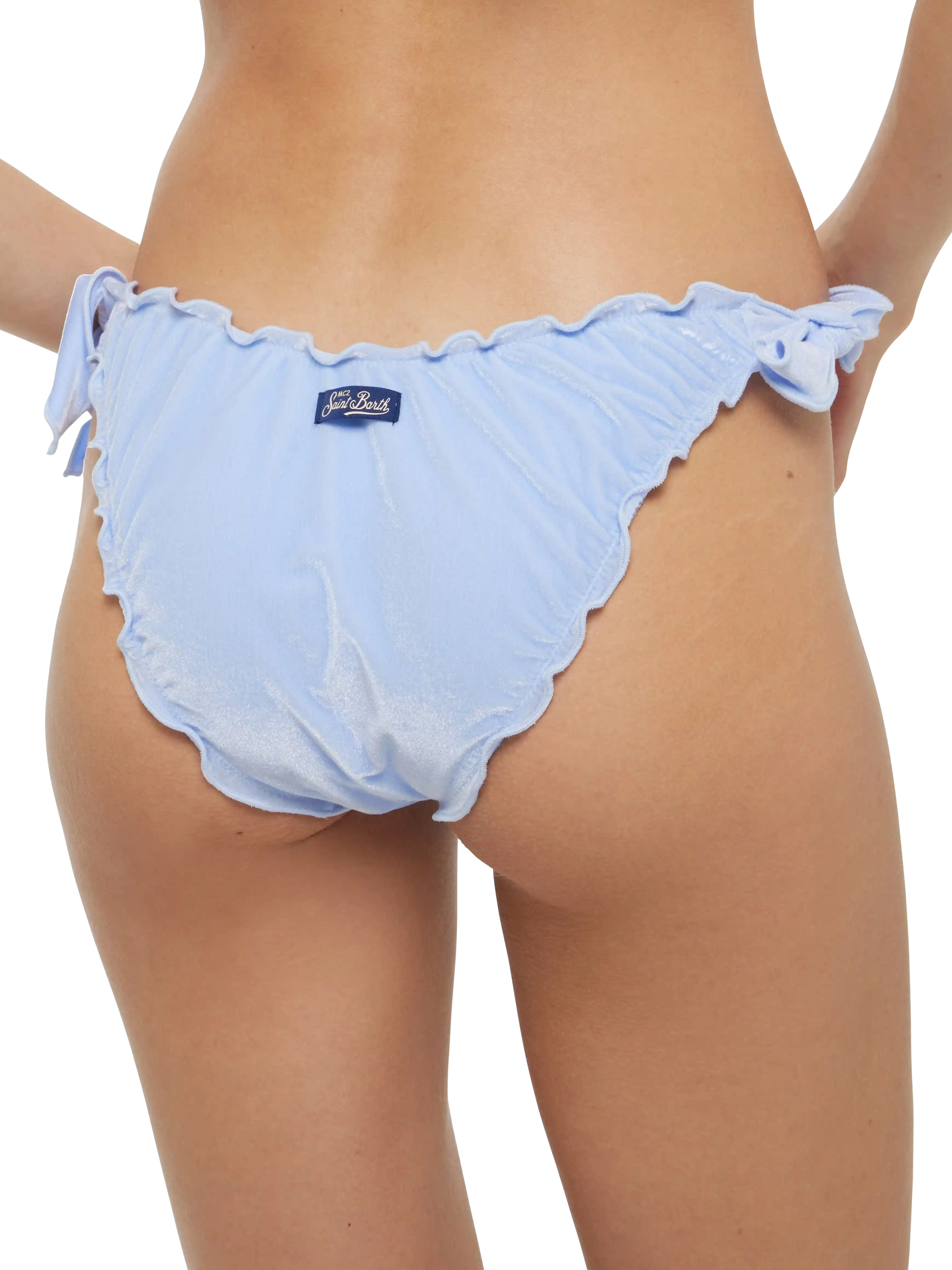 Bikini a triangolo classico Sagittarius Moon in velluto azzurro chiaro