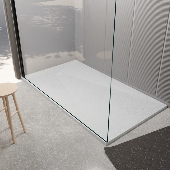 Plato de ducha SMC de 90x160x2,6 cm, acabado pizarra - Blanco mate - ROCK 2 WHITE