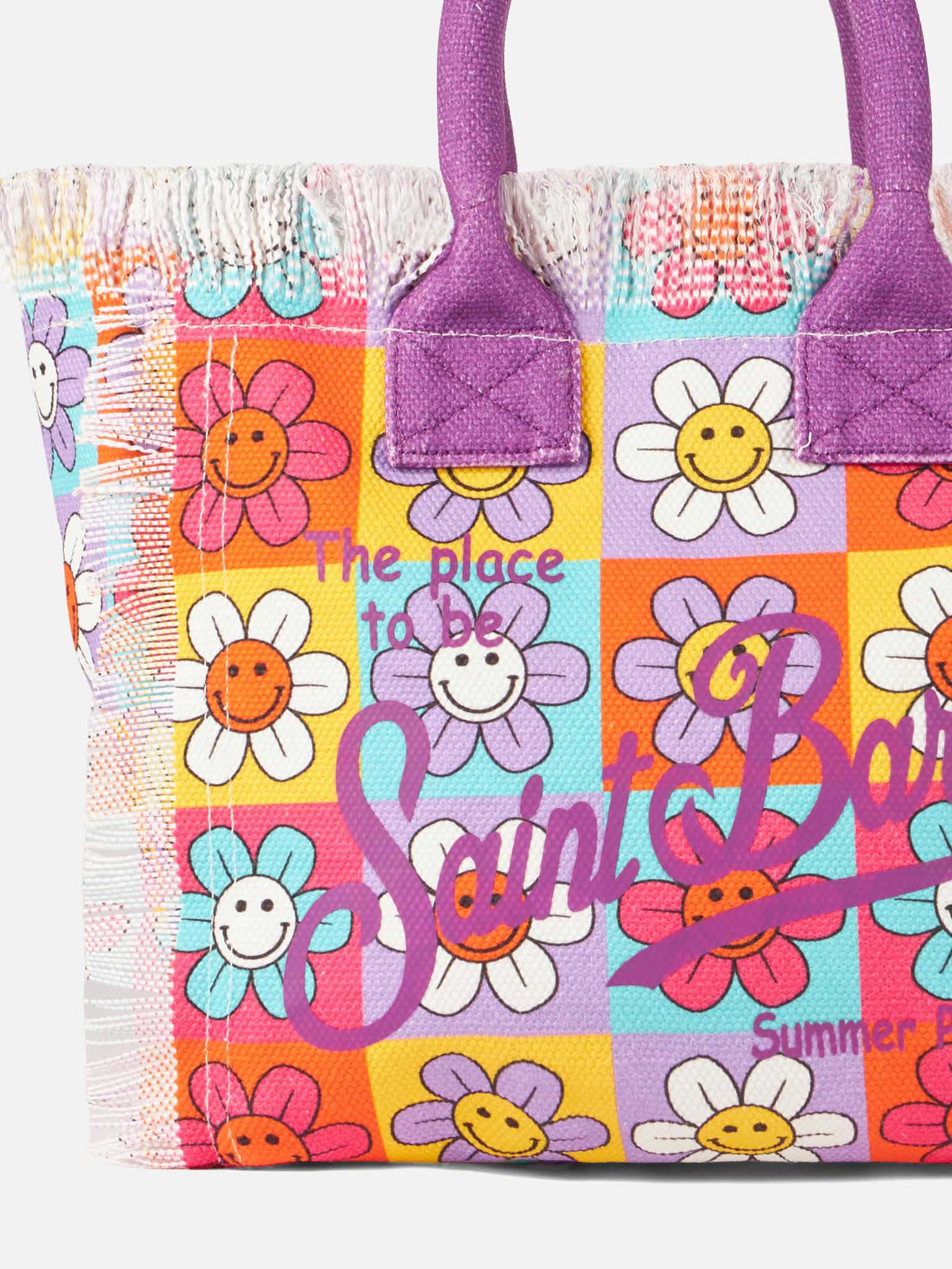 Bolso de lona Colette con estampado de margaritas sonrientes