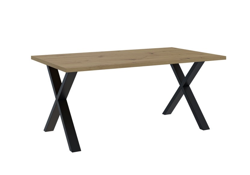 Stół do jadalni z metalowymi nogami w kształcie X BROOKY dekor dębu artisan