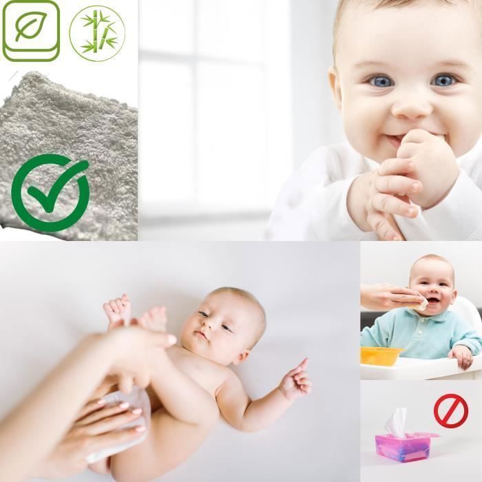 10 toallitas desmaquillantes y para bebé de algodón de bambú ecológico ultrasuave.