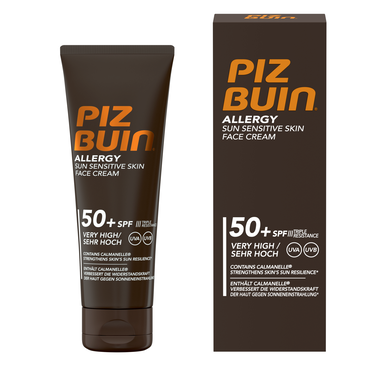 Piz Buin solkrem for sensitivt ansikt Allergi SPF50 50 ml