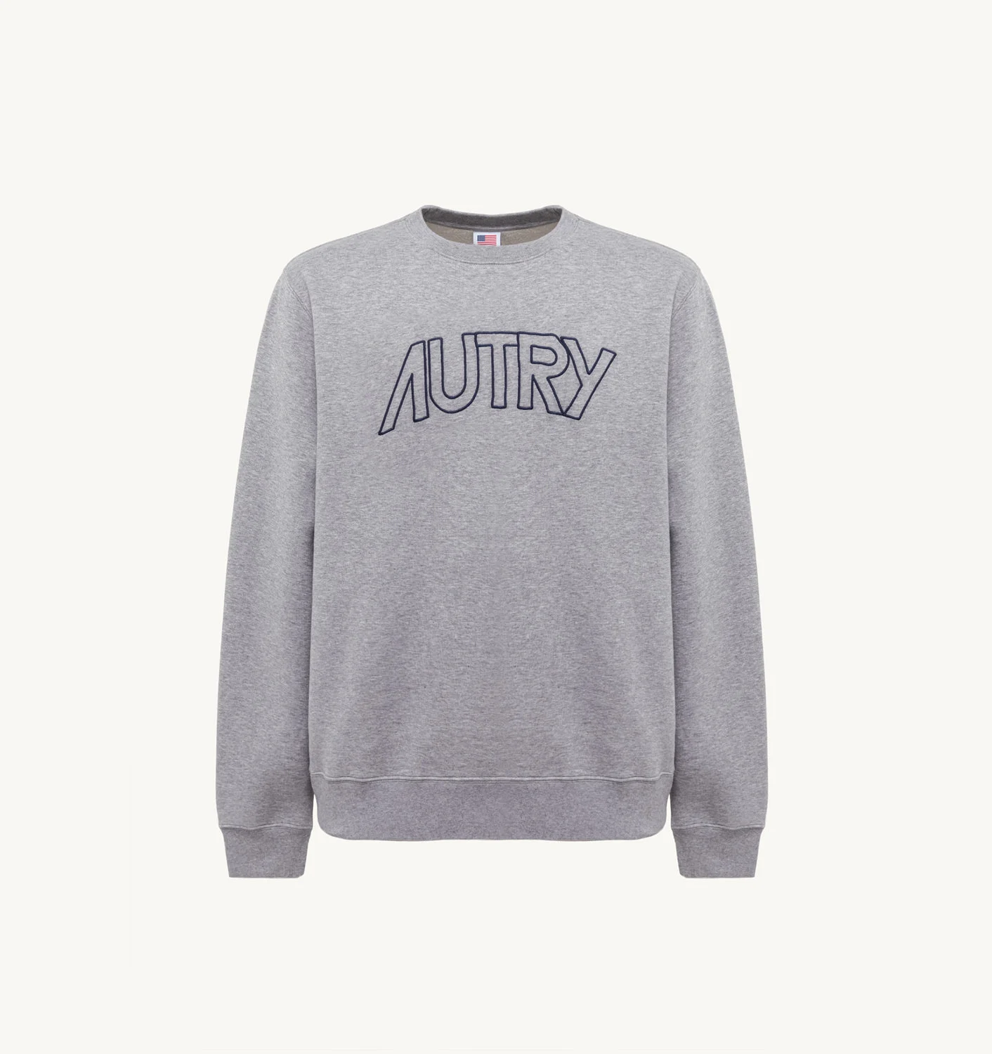 Pulover din jersey de bumbac gri-melanj cu dungi