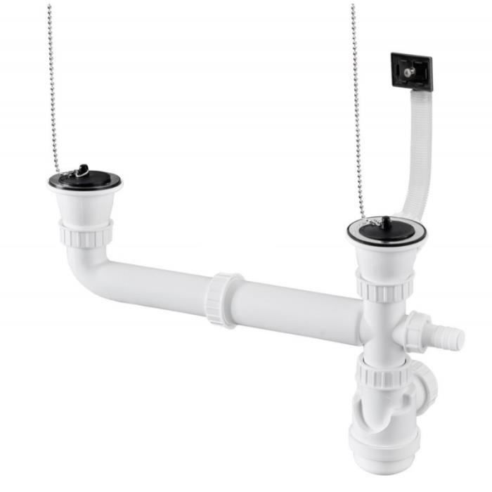 Vidage chaînette complet Ø60 pour évier LAVELLI inox 2 cuves