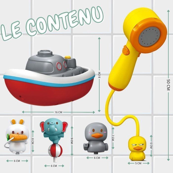Brinquedo de Banho - HELLO HIPPO® - Fonte de Banho - Multicolorido - 4 Peças - A partir de 6 Meses