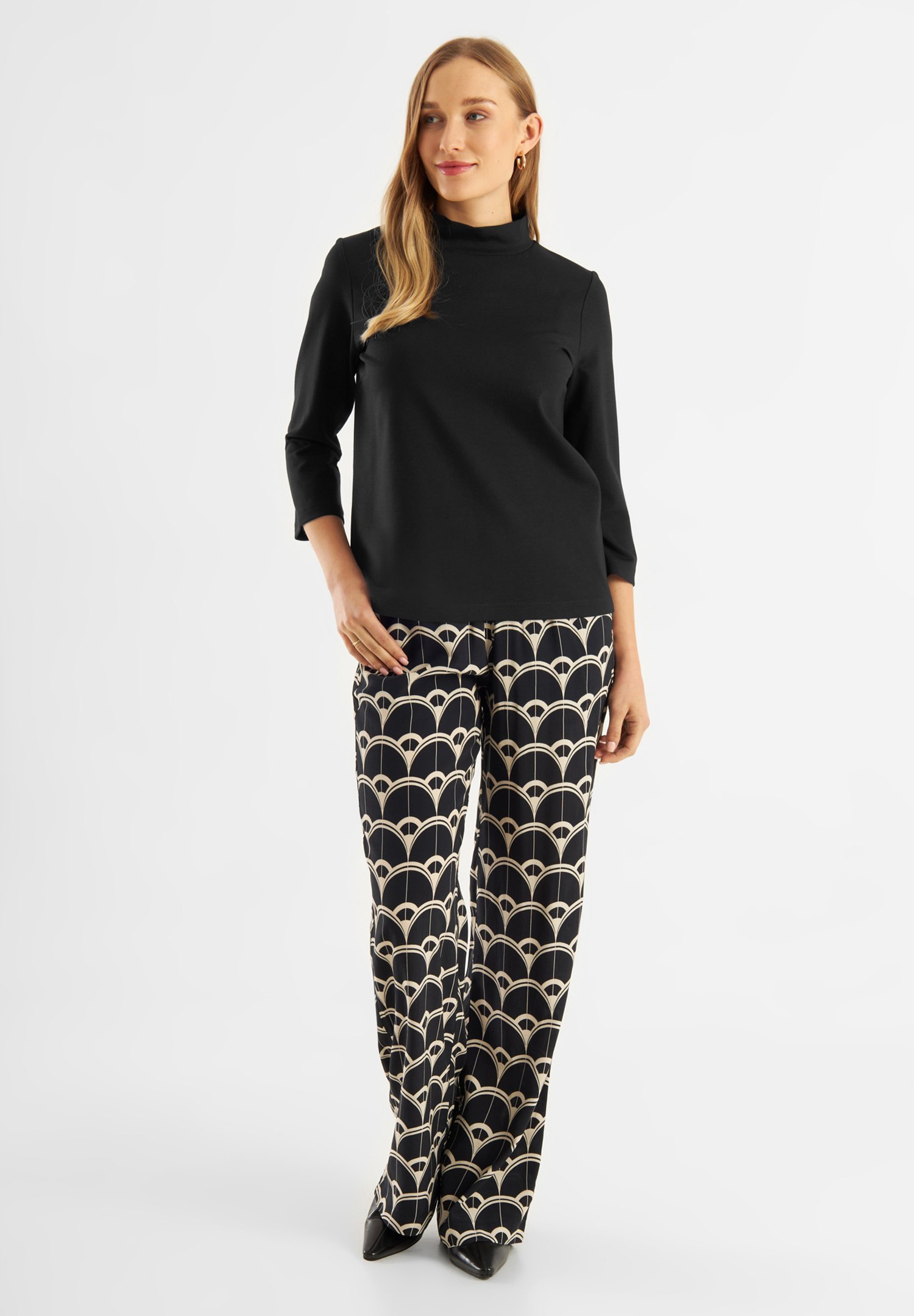 Jascha Stockholm PUNTA MOCK NECK - Top met lange mouwen - zwart