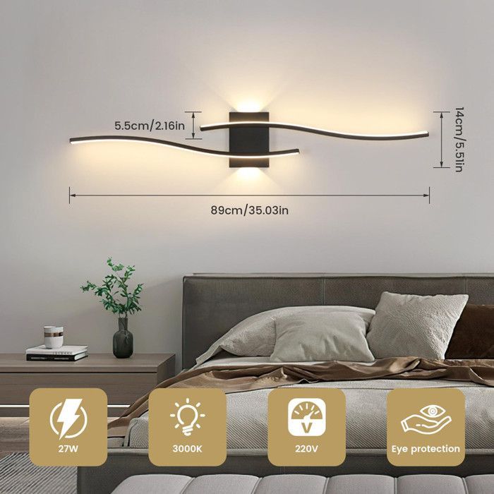 DELIPOP Applique Murale LED 27W - Design Moderne - Éclairage Chaud 3000K - Aluminium et Fer - Idéal pour Escaliers, Couloir, Balcon