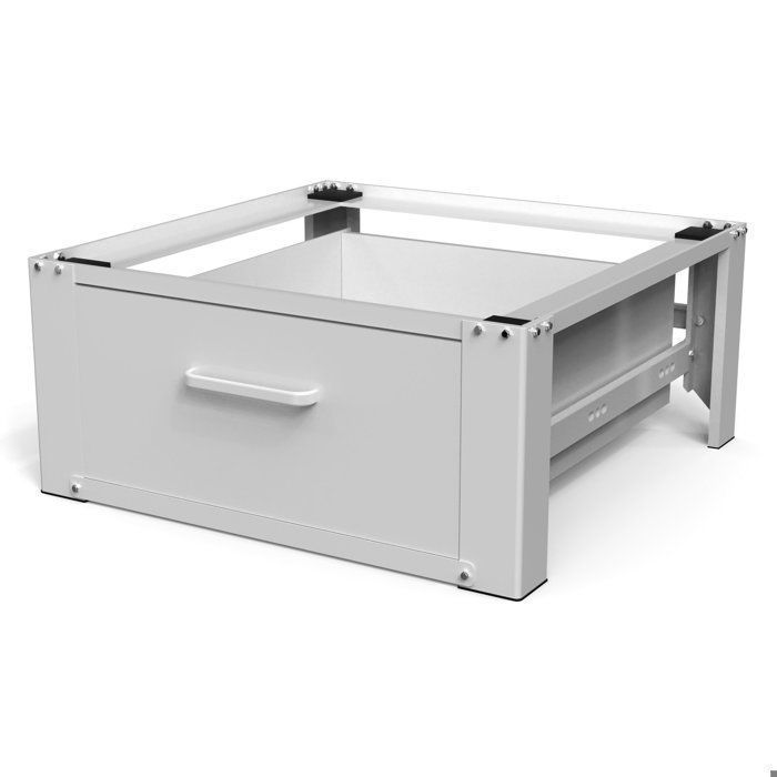 Vonia Washing Machine Base with Sliding Drawer - Standard Washing Machine Support - White