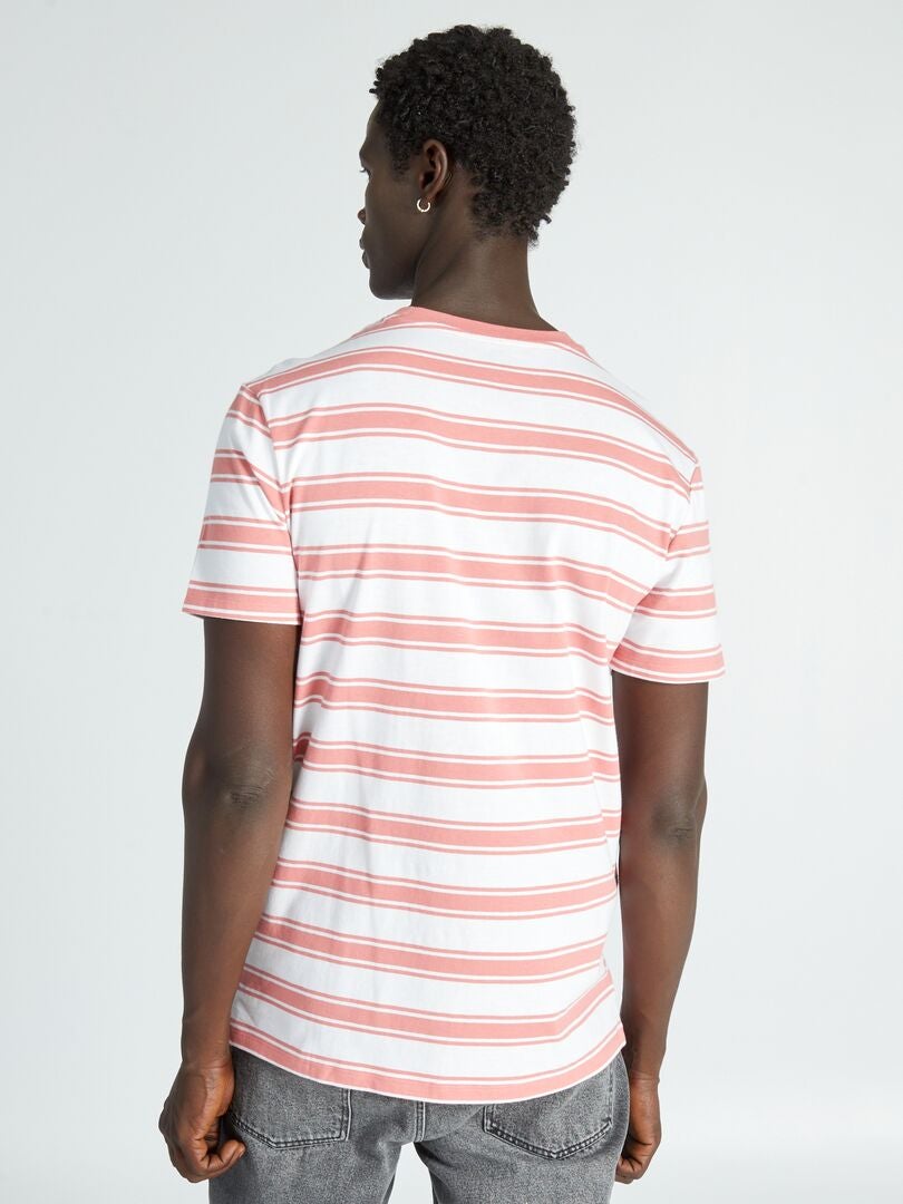 Camiseta listrada de malha - ROSA
