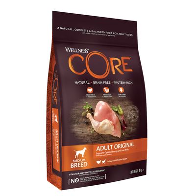Hrană uscată originală pentru câini adulți Wellness Core Medium