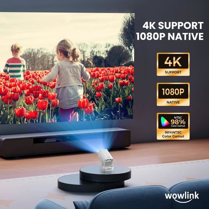 Vidéoprojecteur 2026[Auto Focus & 1080P Natif & Apps Intégréess] Rétroprojecteur 4K Auto Correction Wifi 6 Bt 5.4 Mini Proj[XV60]
