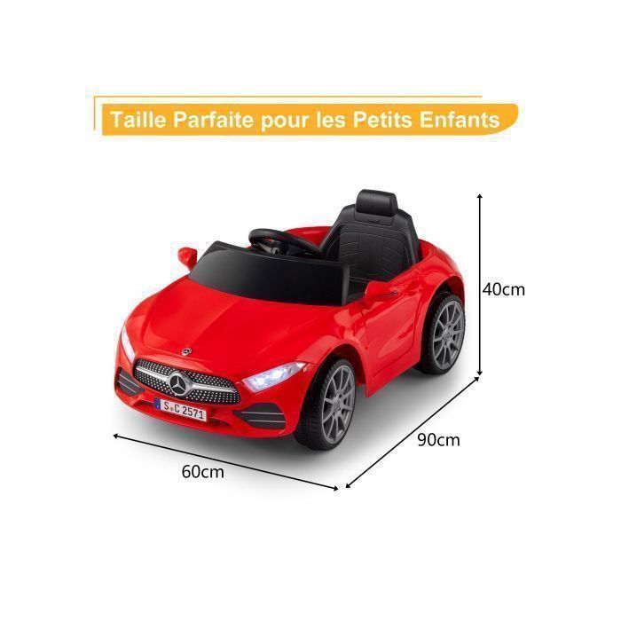 LALAHO Electric Ride-On Car for Children - Mercedes-Benz CLS 350 - 90 x 60 x 40 cm - Red