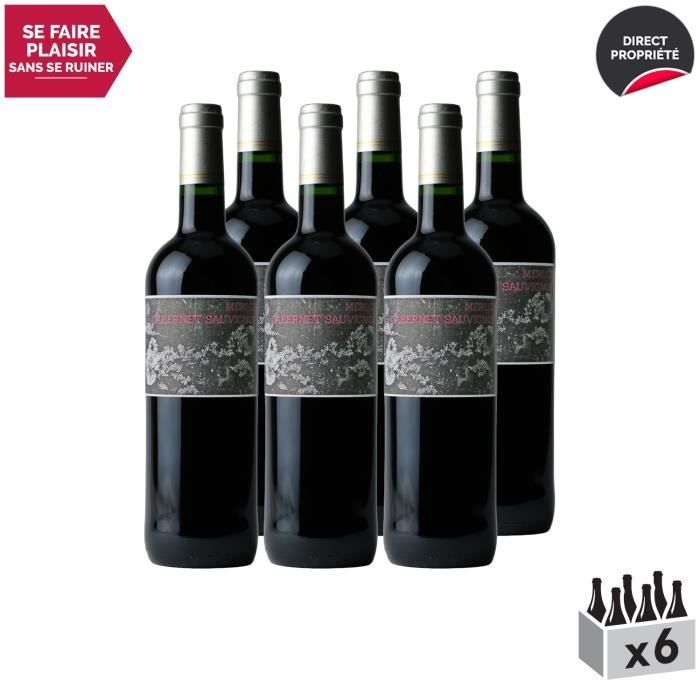 Merlot et Cabernet Sauvignon Rouge - Lot de 6x75cl - Les Frères Moine - Vin Rouge du Sud-Ouest - Appellation VDF Vin de France -